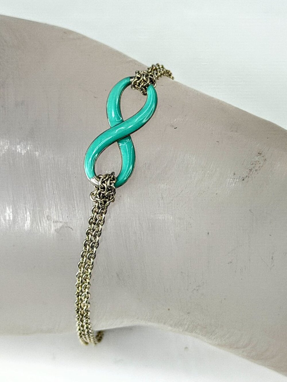 Tiffany & Co. Blue Enamel Infinity Sterling Silver Bracelet 6.5" JR2031